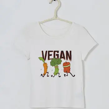 2020 Poletje T-shirt Dekle Kawaii Zelenjave Veganska Krava Tiskanje Fantje T Srajce Lepa Dekleta Majice Kratek Rokav Majica Otroci Smešno