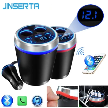 JINSERTA TF/Micro SD Glasbe MP3 Predvajalnik, Bluetooth Car Kit, FM Oddajnik Prostoročno Vžigalnik Splitter 3 Vrati USB-Polnilnik