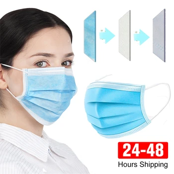 Za enkratno uporabo maske, ki lahko pošiljajo hitro v 24 urah Tri-plast zaščitne maske s krpo, meltblown