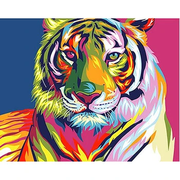 RUOPOTY diy okvir Pisane Tiger DIY Barvanje Z Številkami Živali, Slikarstvo, Kaligrafija Wall Art Platno Za Dom Decors Umetnosti