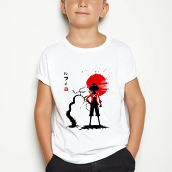 Bombaž,Otroci Japonski Anime Luffy Smešno T-shirt Otroci En Kos Lobanje Oblačila Fantje Dekleta Moda Vrhovi T shirt harajuku