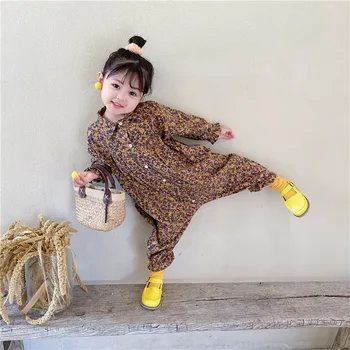Otroci Oblačila Pomlad Jesen Novi Korejski Slog Baby Dekle Francoski Cvetlični Jumpsuit Osebnost Jumpsuit