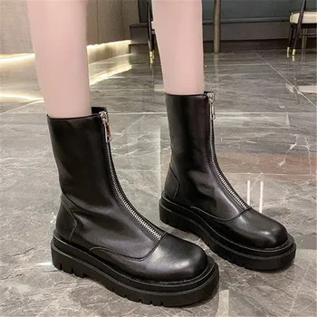 2020 Novo Zadrgo gleženj škornji za ženske pomlad jesen čevlji dame Anti-slip so odporni na obrabo, kratek čevlji modni zahodni čevlji
