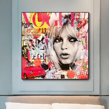 Seksi boginjo Brigitte Bardot Grafiti Umetnost Plakatov In Fotografij Dekle Platna Slike Na Steni Umetniške Slike, Stenski Dekor