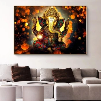 Gospod Ganesha Platna Slike Hindujski Bogovi Plakatov In Fotografij Wall Art Slike Ganesh Umetnosti Plakatov za Dnevni Sobi Doma Dekor