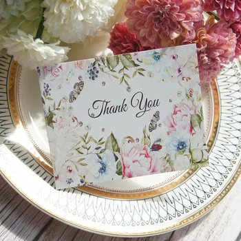 50pcs Mini hvala metulj globoko barva cvet card, kot je Scrapbooking poročno vabilo DIY Dekoracijo stranka darilo za sporočila kartice