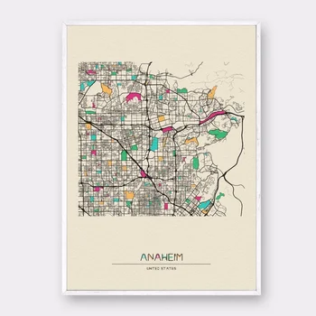 ZDA Atlanta Austin Arlington Mesto Zemljevid Amerike Povzetek Pisane Vrstice Atr Platno Plakat Stensko Slikarstvo Dnevni Sobi Doma Stenski Dekor