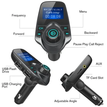 T11 Avto LCD, Bluetooth, MP3 Predvajalnik, FM Oddajnik, Hands-free Dvojni Polnilnik USB