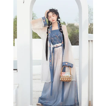 Ancinet Kitajski Hanfu Obleka Ženska Tradicionalne Pravljice, Vezenje Ples Kostum Tang Dinastije Letnik Orientalski Princess Obleka