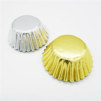 1000 kos 2,5 cm Mini Zlato, Srebrno Folijo Cupcake Primerih Papir Muffin Obloge Torto Skodelice Pecilni Plesni
