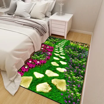 Doma Dekor Preprogo 3D Zeleni Cvetovi rastlin Natisnjeni Preproge Za dnevno Sobo, Spalnica Področju Preprogo mizico Talna Obloga Hodnik preprogo