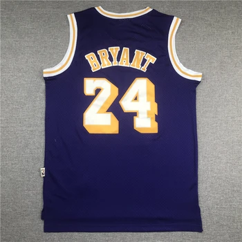 NBA Moške Los Angeles Lakers #24 Kobe Bryant Majice za Košarko Moški Letnik Dresov Vijolična