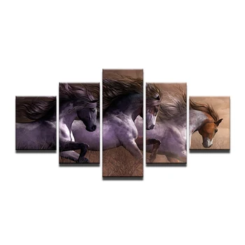 Sodobna Platna Slike Steno dnevne Sobe Art Modular HD Tiskanje Fotografij 5 Kosov Živali Konji Dirka Plakati Doma Dekor Okvir