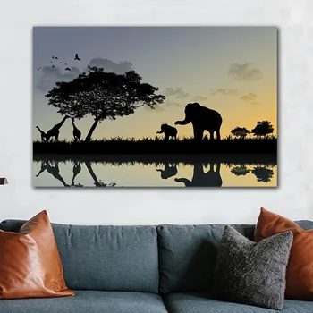 Platno Slikarstvo Afriki Krajine Platno Slikarstvo Zahod, Žirafa za Steno dnevne Sobe Umetniške Slike Doma Dekor Stenskih slikah