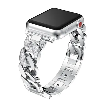 Ženske, Dame Watch Zapestnica za Apple Watch Band Serije 4 3 2 1 Modi Diamond Kavboj Verige Trak Kovinski Povezavo 38/42/40/44 mm