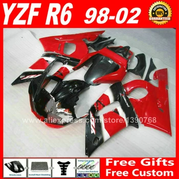 OEM rdeča črna Fairings trup za YAMAHA R6 1998 - 2002 YZFR6 ABS deli komplet R6 98-02 oklep kompleti YZF 600 1999 2000 2001