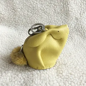 Trong Pravega usnja, ročno zajec kovanec torbici prilagodite živali luštna punca je zajček mini oblikovan vrečko denarnice pom keychain monogram