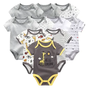2021 Unisex 10PCS Newborn Baby Girl Obleke Trdna Risanka Bombaž Čisto Jumpsuit Baby Boy Oblačila Tiskanje Kratek Rokav Ropa Bebe