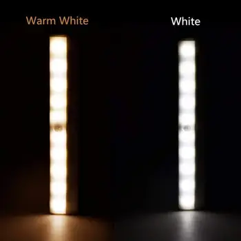 Brezžični LED v Okviru Kabineta Luči, Senzor Gibanja Omaro Svetlobe 10LED Bar Palico-na Omari, Stopnice, Kuhinje, Bela/Topla Noč Svetlobe