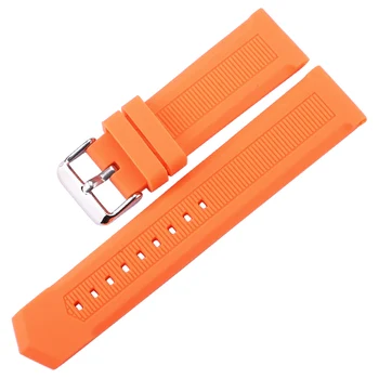 HENGRC 22 mm Silikonske Gume Watch Band Visoko Qualiyt Mehko Športne Potapljanje Črna, Oranžna, Rdeča Modni Watchbands Trak Kovinski Sponke