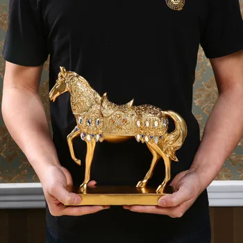 Smole Zlato Srebrno Kasaške Konj Kip Dekoracijo Živali Skulpturo Konja Figur za Miniaturne Home Office Dekor