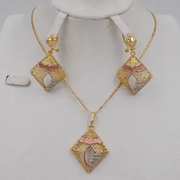 Visoka Kakovost Italija 750 3 Barve, Nakit Set Za Ženske afriške kroglice jewlery moda ogrlico iz uhan etiopski nakit
