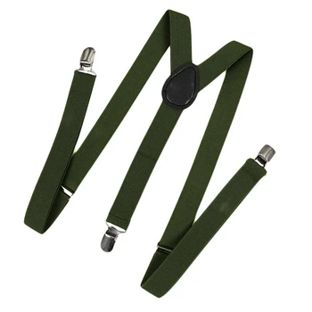 Unisex Posnetek na Suspender Elastična Y-Oblike Nazaj Formalno Nastavljiv Oklepaji, Vojska Zelena