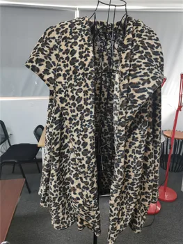 Zimska Jakna Ženske Leopard Natisnjeni Znižuj Ovratnik Faux Krzno Plašč Moda Dolg Plašč Ženske