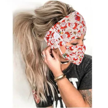 Elastični Tiskanja Usta Masko Hairband za Ženske Modni Glavo Joga Šport Turban Obraza Stalnica sprednji Pokrov in Gumb Design Masko