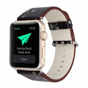 Nacionalni Tiskani Usnjeni Trak za Apple ura se Cvet povezavo Zapestnica za iwatch manšeta serije 6/5/4/3/2/1