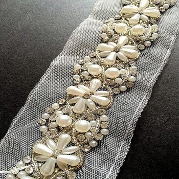 5.5 cm white/black pearl beaded čipke trim poročne krila Poročne Pasu beaded nakit Trim 2yards/Veliko