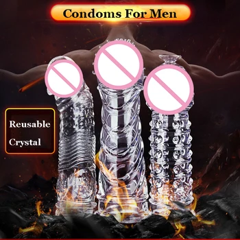 Mehko TPE Pregleden Penis Širitve Kondomi pri moških Penis Razširitev Rokavi Za Odrasle Intimno Blaga za Večkratno uporabo Kondoma