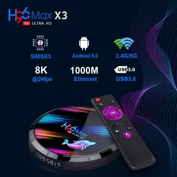 H96 MAX X3 Android 10.0 Smart TV Box Amlogic PK3318 8K Android Tv 32GB 64GB 128GB Omrežja HD Predvajalnik Set-top Box Media Player