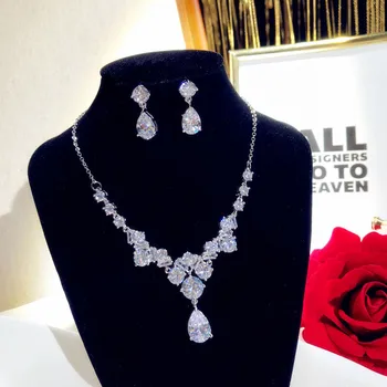 CC ogrlica spusti uhani nakit sklopov vode dop kubičnih cirkon poročni dodatki za ženske poročne princesa fashion globe s015