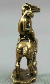 59MM Majhne Curio Kitajski Bronasto Ljubezniv Nebesno Živali, Konj, Opica Breskev Obesek