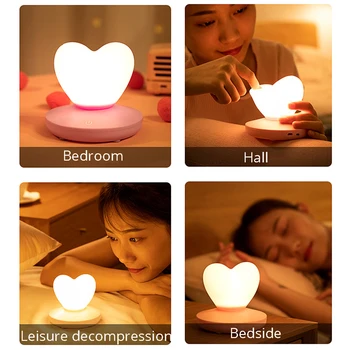 USB polnilne silikonski noč svetlobe srčkan v obliki srca romantično zaščito za oči za otroke otrok spalnica nočno omarico lučka