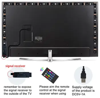 TV Ozadja Glasbenih Sinhronizacijo USB Powered RGB5050 LED Trak Svetlobe za 15 - 80 Palčni TV, Ogledalo, PC