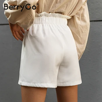 BerryGo Ogrlicom zadrgo trdna svoboden ženske hlače Visoko pasu ulične bele kratke 2021 Priložnostne poletje dnu femme ulica 2021