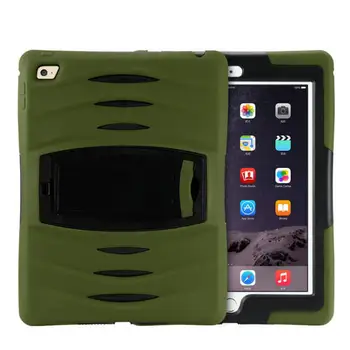 Težka KREPAK VOJAŠKE Težkih S STOJALOM ShockProof Umazanijo Dokaz Oklep Gume Hibridni Primeru Cover Za Apple iPad Zraka, 2 /iPad 6