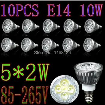 10PCS 5X2W E14 LED Žarnica 10W Toplo bela/Bela Zatemniti Žarnice DIM Pozornosti 85-265V Epistar čip Brezplačno Shpping