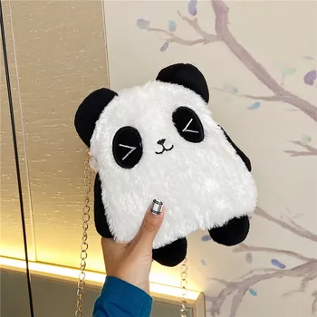 Panda Ljubek Izraz Plišastih Vrečko Dekle Nov Modni Verigi Messenger Bag Srčkan Panda Mobilni Telefon Torba
