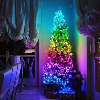 Christmas tree okraski LED luči smart bluetooth osebno RGB osvetlitev doma Božični okraski, daljinski upravljalnik luči