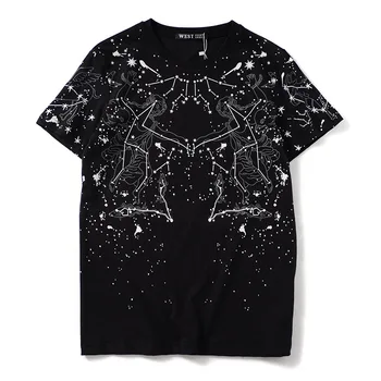 Nova Novost 2019 Moških 3D Sky star constellation T Srajce, T-Shirt Hip Hop Skateboard Street Bombaža T-Srajce Tee Vrh Kenye #19