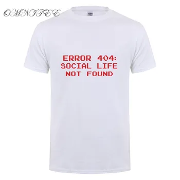 Nov Poletni Modni Napaka 404 Družbenega Življenja Ne Najdemo Majica s kratkimi rokavi Moški Kratek Rokav Bombaž Program T-shirt Vrhovi Camisetas Tshirt OT-806