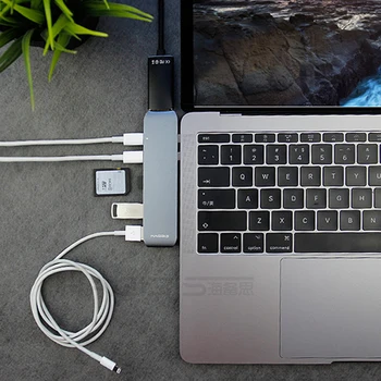 Hagibis 7-v-1 Dvojni USB-C VOZLIŠČE Tipa C Adapter USB-C za SD/TF Card Reader HDMI je združljiv PD Polni HD 4K za MacBook Pro U