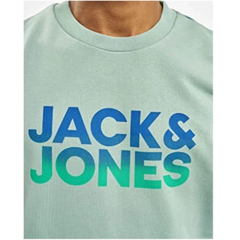 Jack & Jones majica mens Znoj Kapuco Posadke vratu krog vratu Zeleno barvo, logotip blagovne znamke