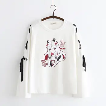 Poletje ženska oblačila cosplay Anime fox natisnjeni prečni trak Ženske Lolita Deklice T-shirt harajuku pomlad Vrh krilo hoodies