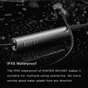 EDIFIER W310BT Bluetooth V4.2 slušalke do 8.5 ur predvajanja IPX5 Nepremočljiva magnetni ročaji očal dohodni klic vibracij