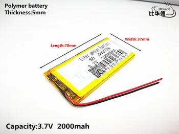10pcs Litrski energijo baterije Dobro Qulity 3,7 V,2000mAH,503778 Polimer litij-ionska / Litij-ionska baterija za IGRAČE,MOČ BANKE,GPS,mp3,mp4