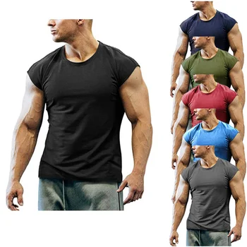 Stiskanje dihanje fitnes vadbo mišic brez rokavov T-shirt za moške fitnes usposabljanja oblačila za fitnes hitro sušenje šport